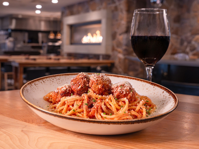 Bucatini Pasta and Meatballs