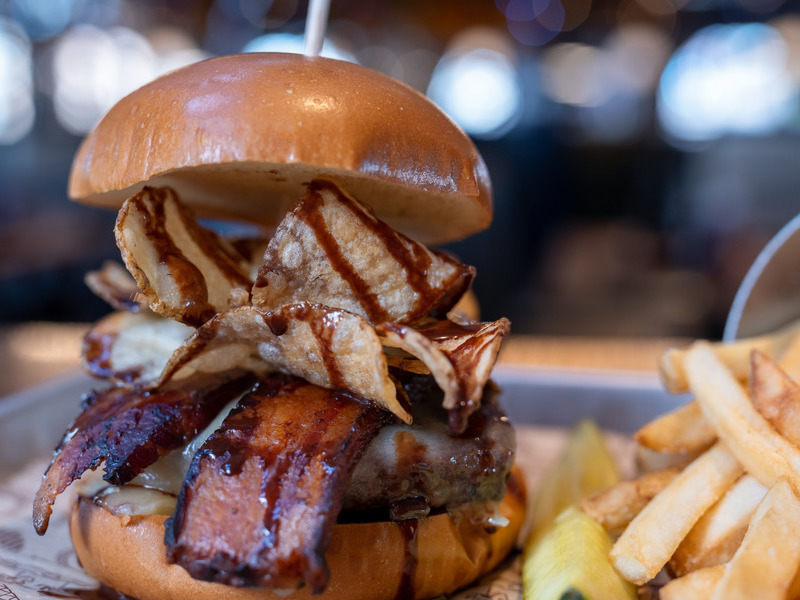 Signature burger at The Chocolatier Restaurant