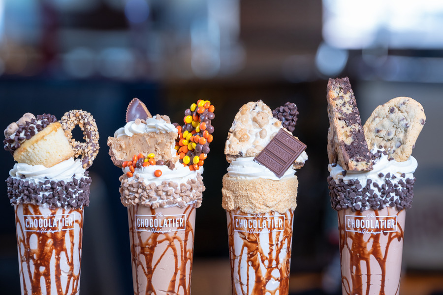 Assorted milkshakes at The Chocolatier