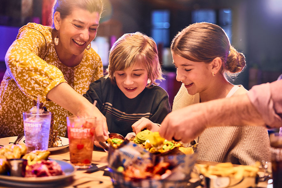 A family enjoying food at Hershey Social